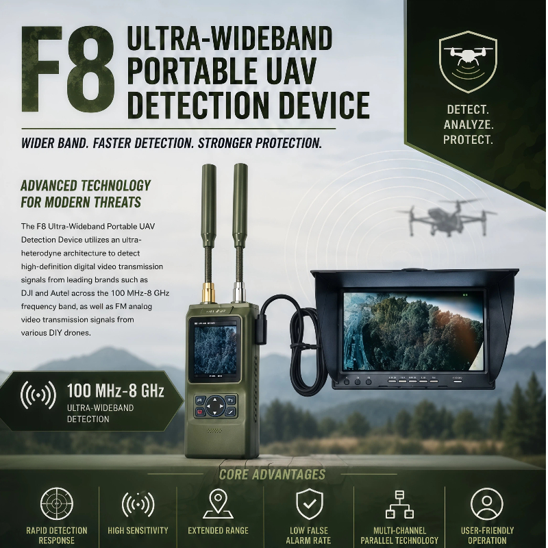 F8 Ultra-Wideband Portable Drone Detection Device