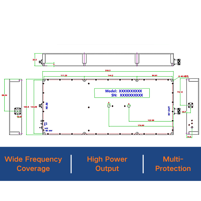 RF Power Amplifier 20-1000MHz 200W - Image 2