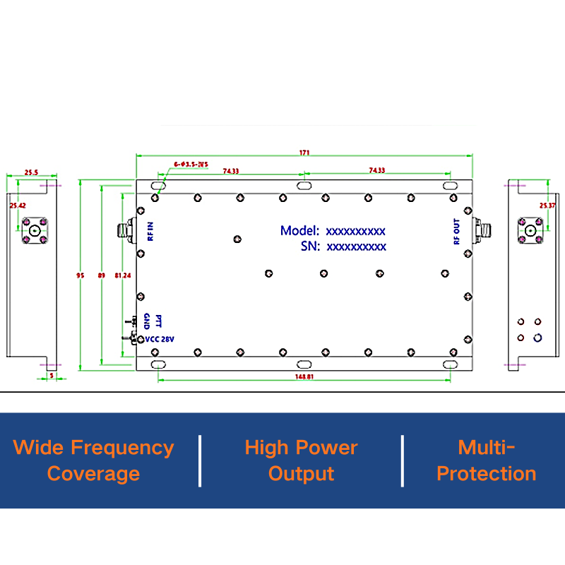 RF Power Amplifier 9.5-10.5GHz 50W - Image 2
